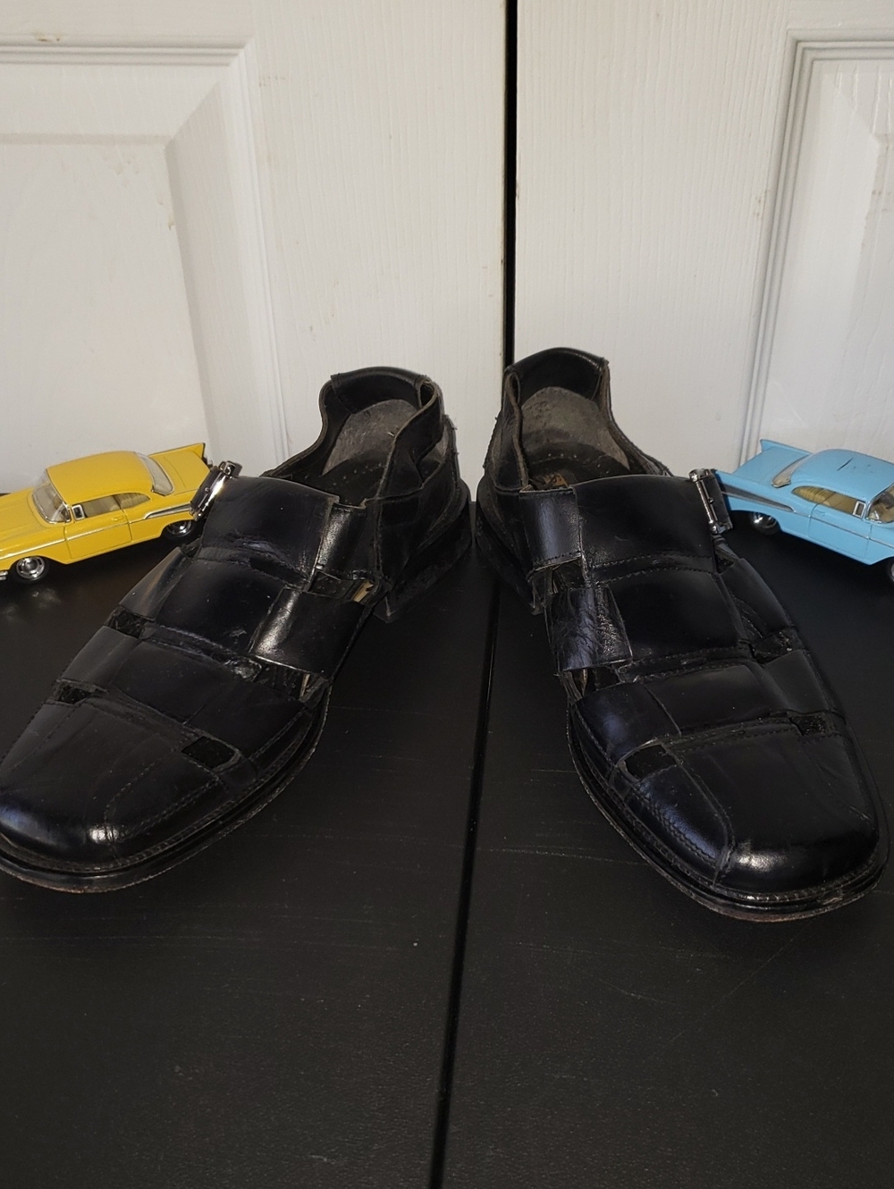 Stacy Adams Black Leather Fisherman Slip-On Loafers
